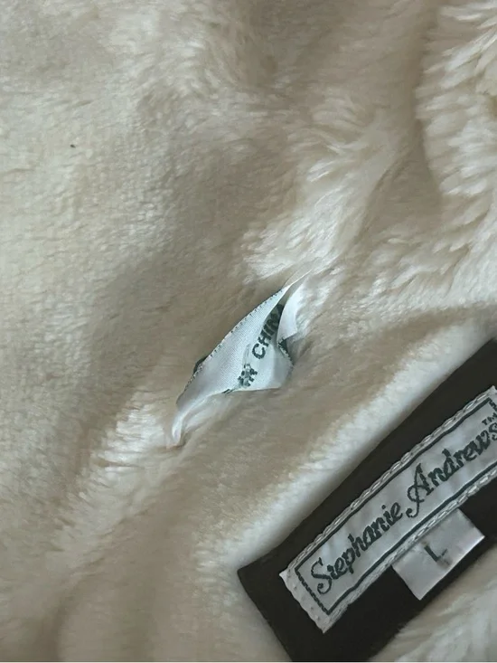 Stephanie Andrew’s Suede Hooded Shearling Jacket with Cream Lining Leather - Picture 5 of 7